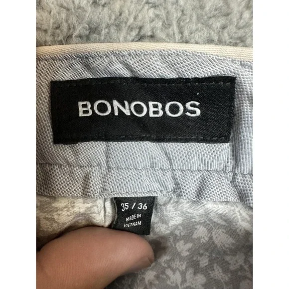 Bonobos Pants Mens 35x36 Beige Slim Stretch Chinos Casual Comfort Flat Front